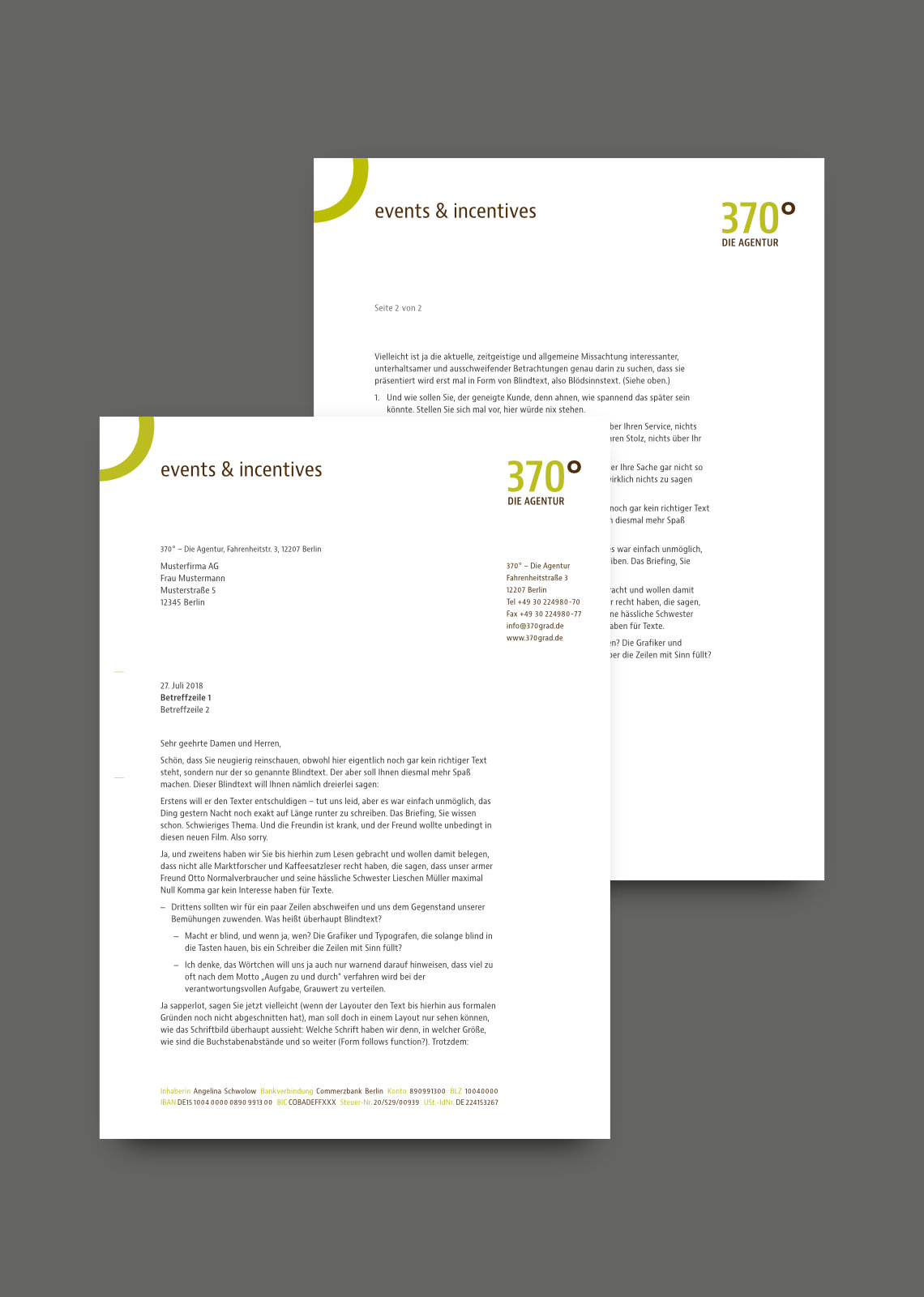 Briefbogen mit Folgeseiten Briefbogen – 370° – Die Agentur