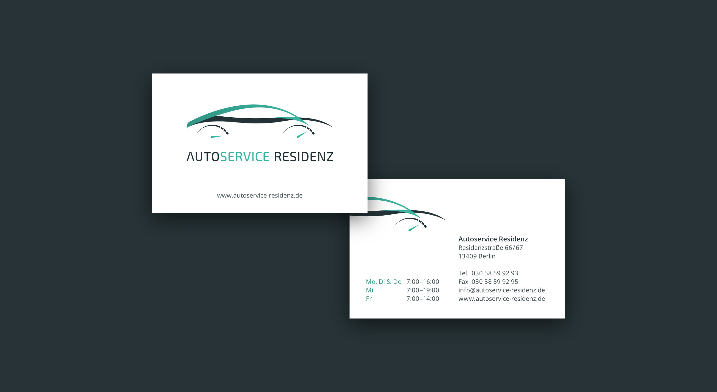Visitenkarten Vorder- und Rückseite – Autoservice Residenz