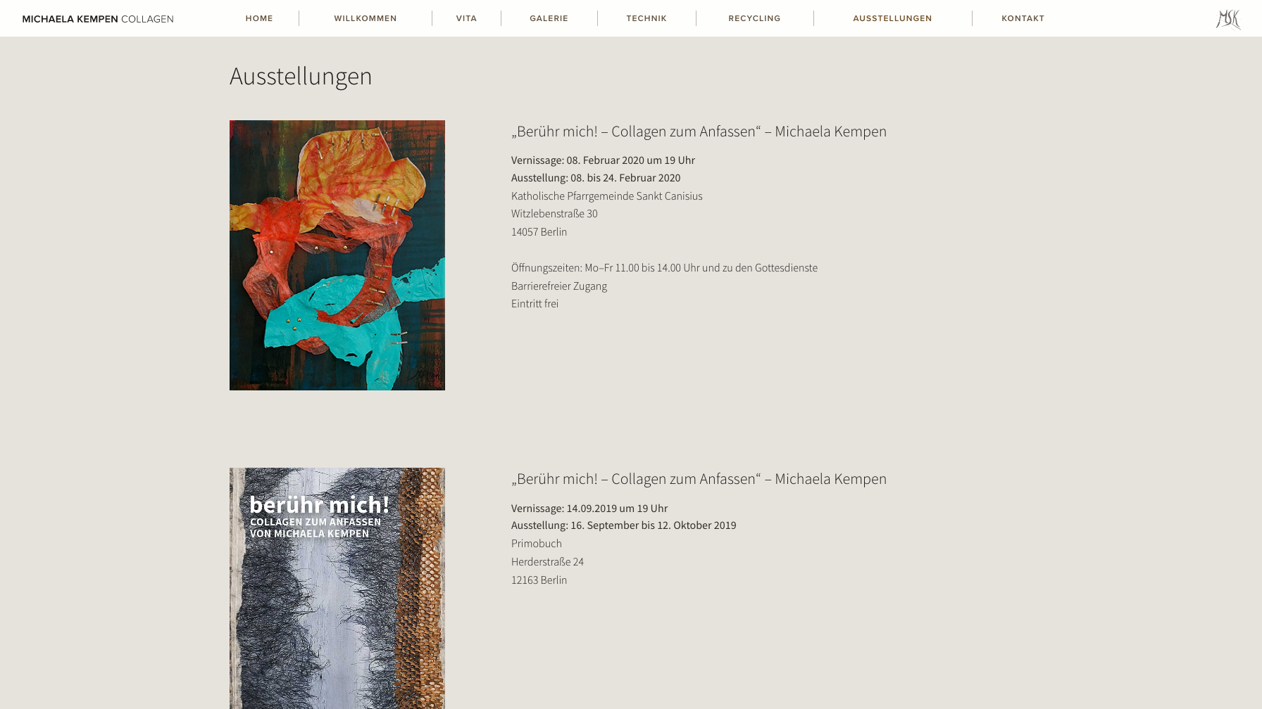 Seite Ausstellungen